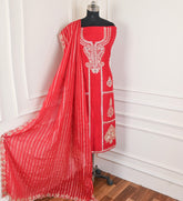 Khadi Red Unstitched Suit